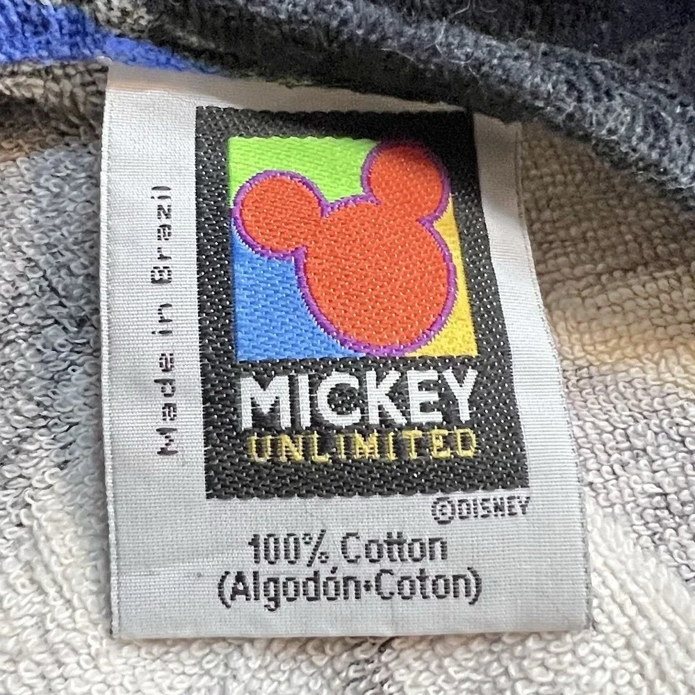 Vtg Mickey Unlimited Disney Beach Towel Mickey Donald Goofy Pluto 100%Cotton 90s